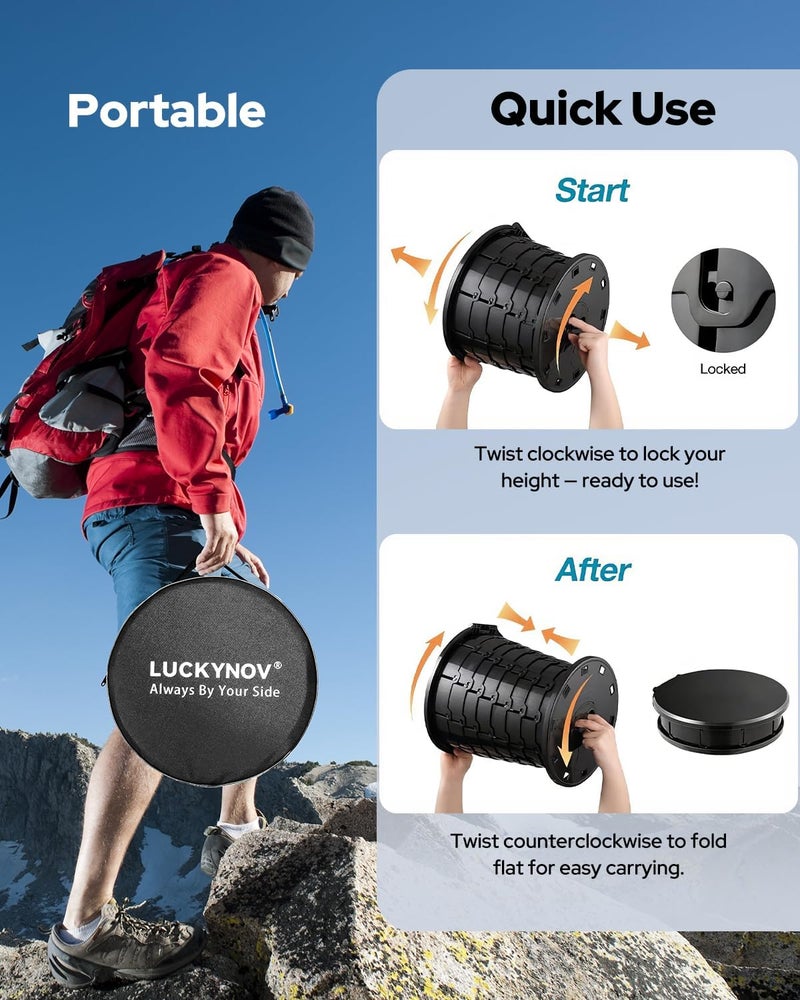 LuckyNov Height Adjustable Portable Folding Toilet for Camping, Adults & Kids, 400 lbs Capacity | Compact Travel Toilet with Lid, Waste Bags & Gel Packs | Outdoor, RV, Hiking, Emergency Potty - Image 4